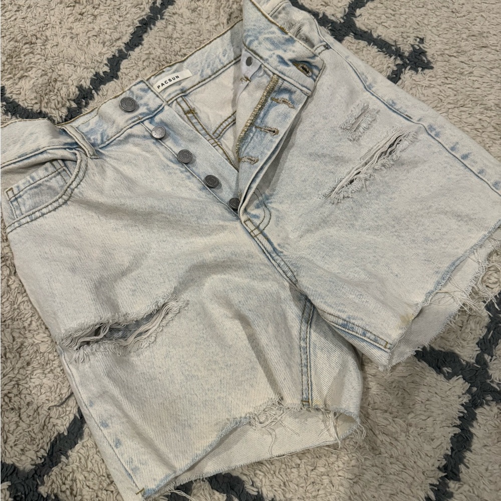 pacsun whitewashed ripped highwasteddenim shorts